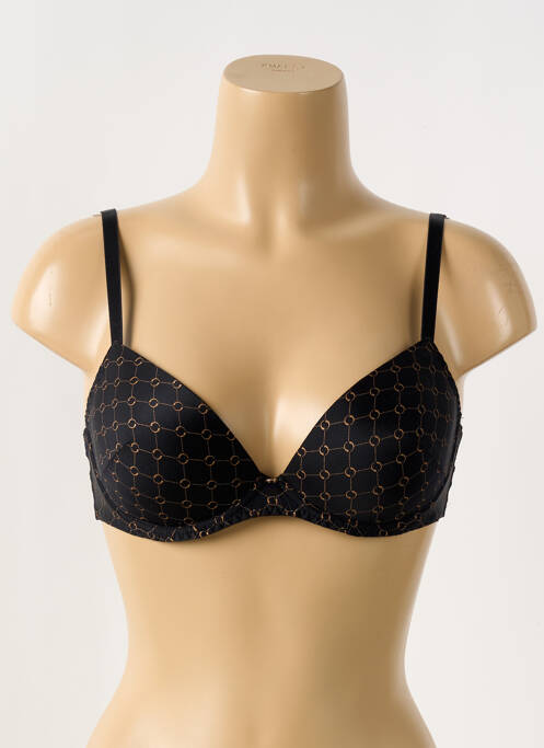 Soutien-gorge effet matière satinée haut soutien-gorge push-up noir ANTIGEL femme