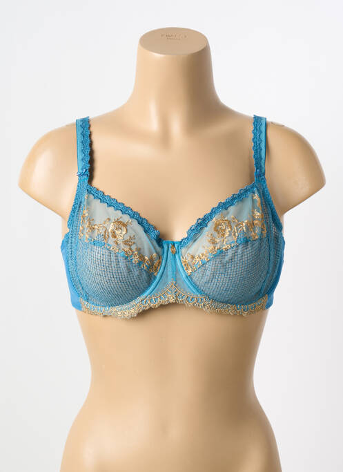 Soutien-gorge effet matière satinée haut soutien-gorge emboitant bleu EMPREINTE femme