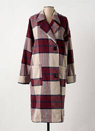 Manteau long coupe droite sans capuche rouge MINIMUM femme