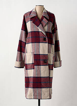 Manteau long coupe droite sans capuche rouge MINIMUM femme