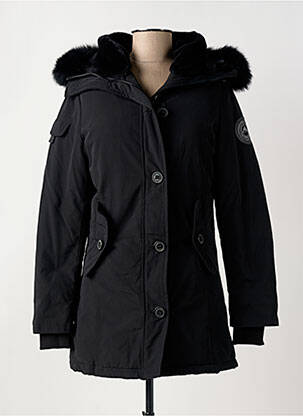 Parka manches longues a capuche noir HELVETICA femme