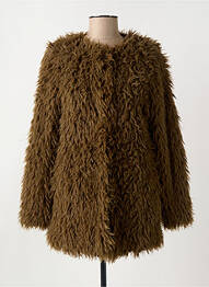 Manteau long coupe droite sans capuche marron ICHI femme