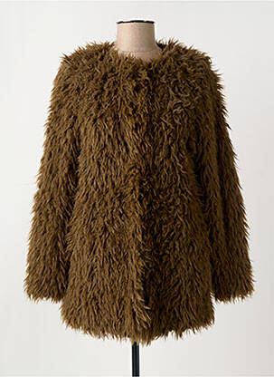 Manteau long coupe droite sans capuche marron ICHI femme