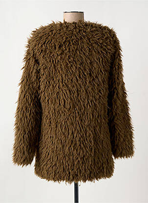 Manteau long coupe droite sans capuche marron ICHI femme
