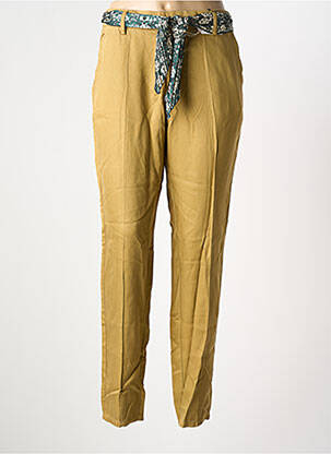 Pantalon chino fermeture zippée sous rabat avec crochet beige LABDIP femme