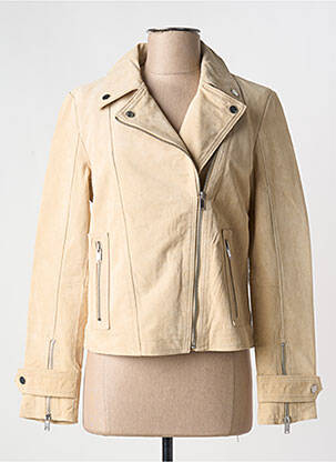 Veste en cuir poches beige VILA femme