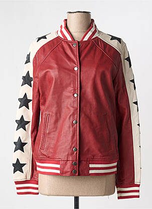 Veste en cuir poches rouge GOOSECRAFT homme