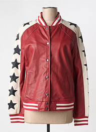 Veste en cuir coupe droite rouge GOOSECRAFT homme