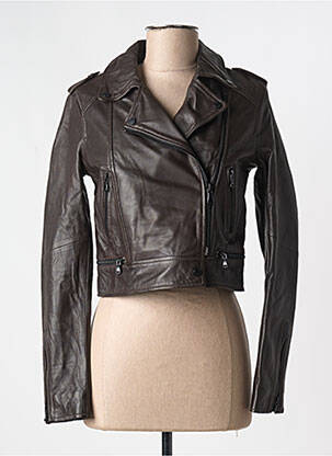 Veste en cuir poches marron OAKWOOD femme