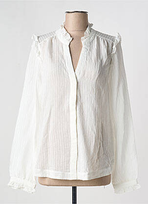 Chemisier coupe cintrée manches longues blanc YUKA femme