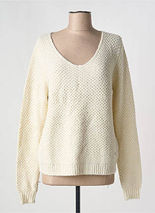 Pull col v manches longues blanc TEDDY SMITH femme