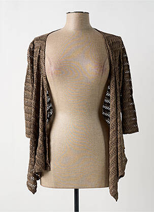 Gilet manches longues taupe G!OZE femme