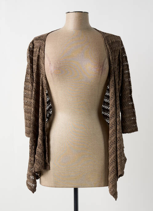 Gilet manches longues taupe G!OZE pour femme