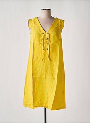 Robe mi-longue jaune MALOKA pour femme