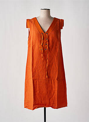 Robe mi-longue orange MALOKA femme