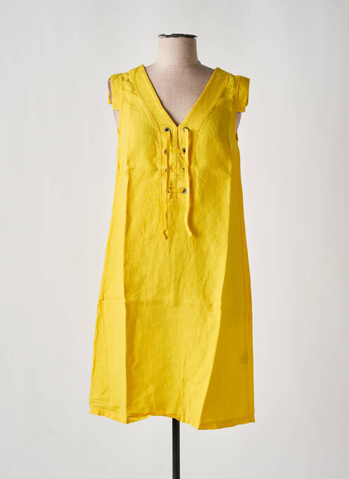 Robe mi-longue jaune MALOKA pour femme