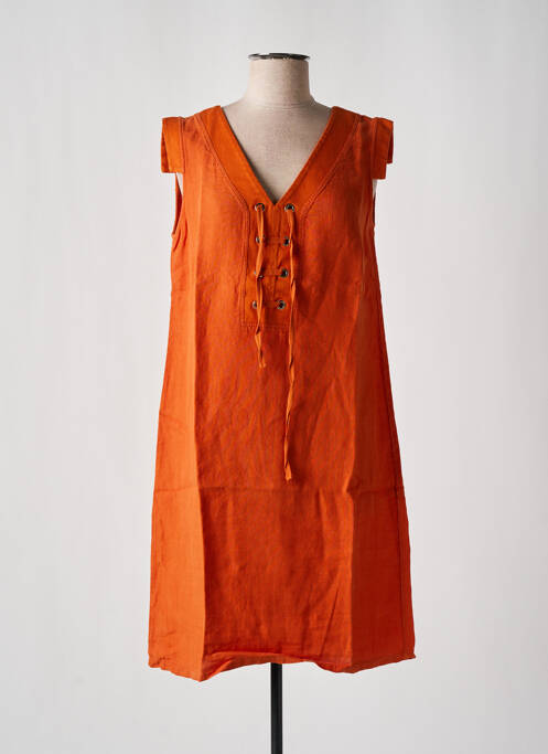 Robe mi-longue orange MALOKA pour femme