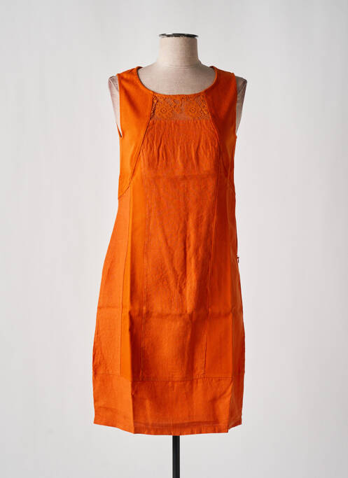 Robe mi-longue orange MALOKA pour femme