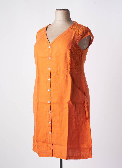 Robe mi-longue orange MALOKA pour femme