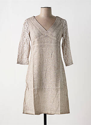Robe mi-longue taupe MALOKA femme
