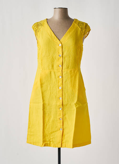 Robe mi-longue jaune MALOKA pour femme