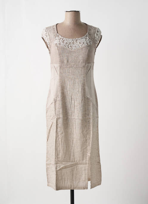 Robe mi-longue taupe MALOKA pour femme