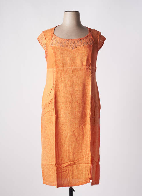 Robe mi-longue orange MALOKA pour femme