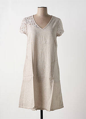 Robe mi-longue taupe MALOKA femme