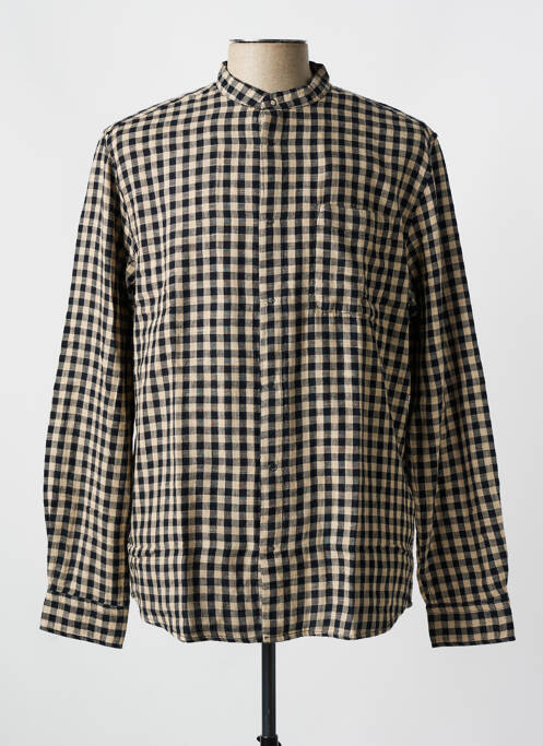 Chemise manches longues marron KNOWLEDGE COTTON APPAREL pour homme