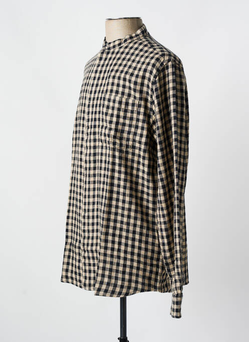 Chemise manches longues marron KNOWLEDGE COTTON APPAREL pour homme