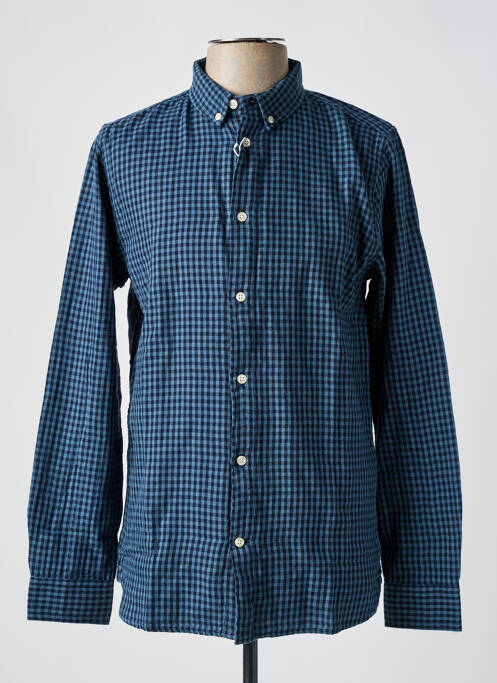 Chemise manches longues bleu KNOWLEDGE COTTON APPAREL pour homme