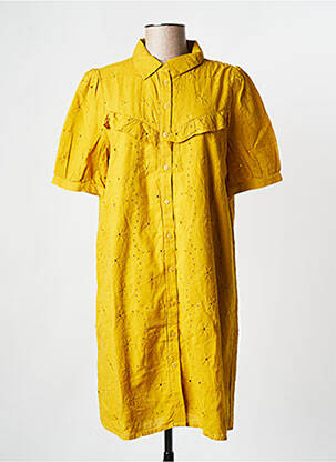 Robe courte jaune PIECES femme