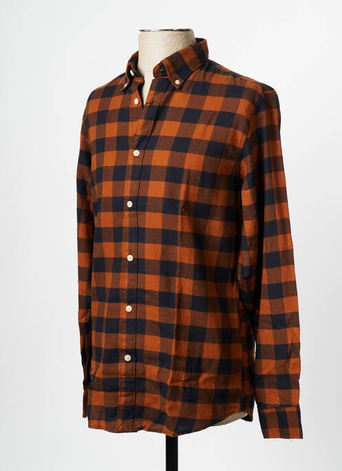 Chemise manches longues marron SELECTED pour homme