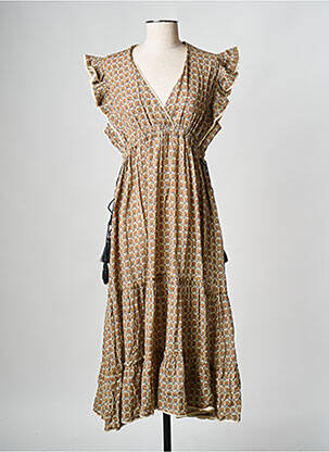 Robe mi-longue beige M.A.B.E pour femme