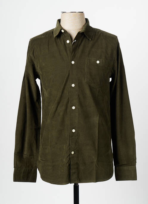 Chemise manches longues vert KNOWLEDGE COTTON APPAREL pour homme