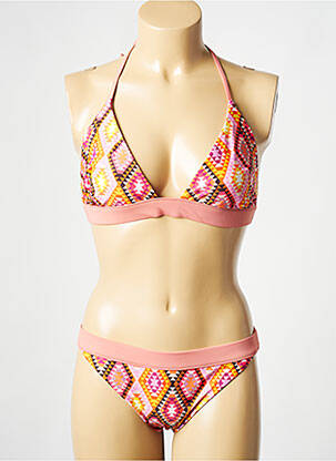 Maillot de bain 2 pièces rose WILD pour femme