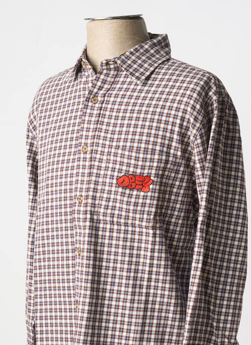 Chemise manches longues beige OBEY pour homme