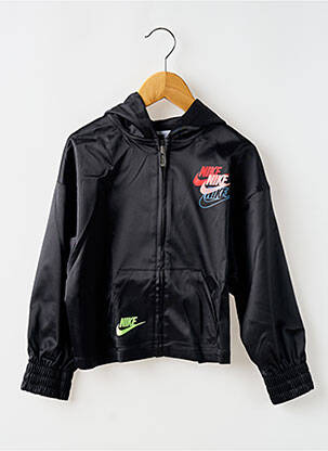Sweat-shirt à capuche col rond noir NIKE fille