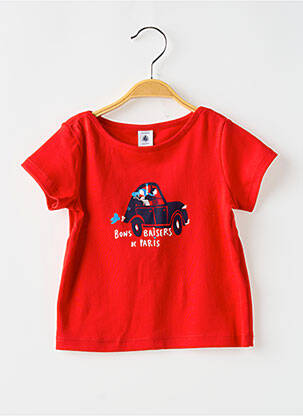 T-shirt col rond rouge PETIT BATEAU fille