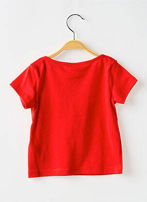 T-shirt col rond rouge PETIT BATEAU fille