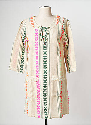Robe courte col rond multicolore WILD femme