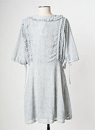 Robe courte col v bleu ATELIER REVE femme