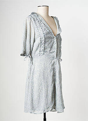 Robe courte col v bleu ATELIER REVE femme