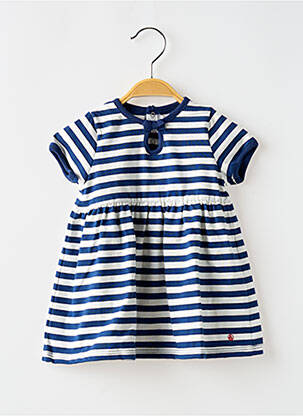 Robe mi-longue col rond bleu PETIT BATEAU fille