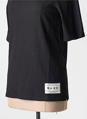 T-shirt col rond noir NA-KD femme