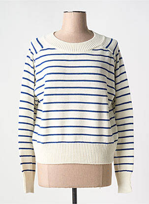 Pull col rond bleu LA FEE MARABOUTEE femme