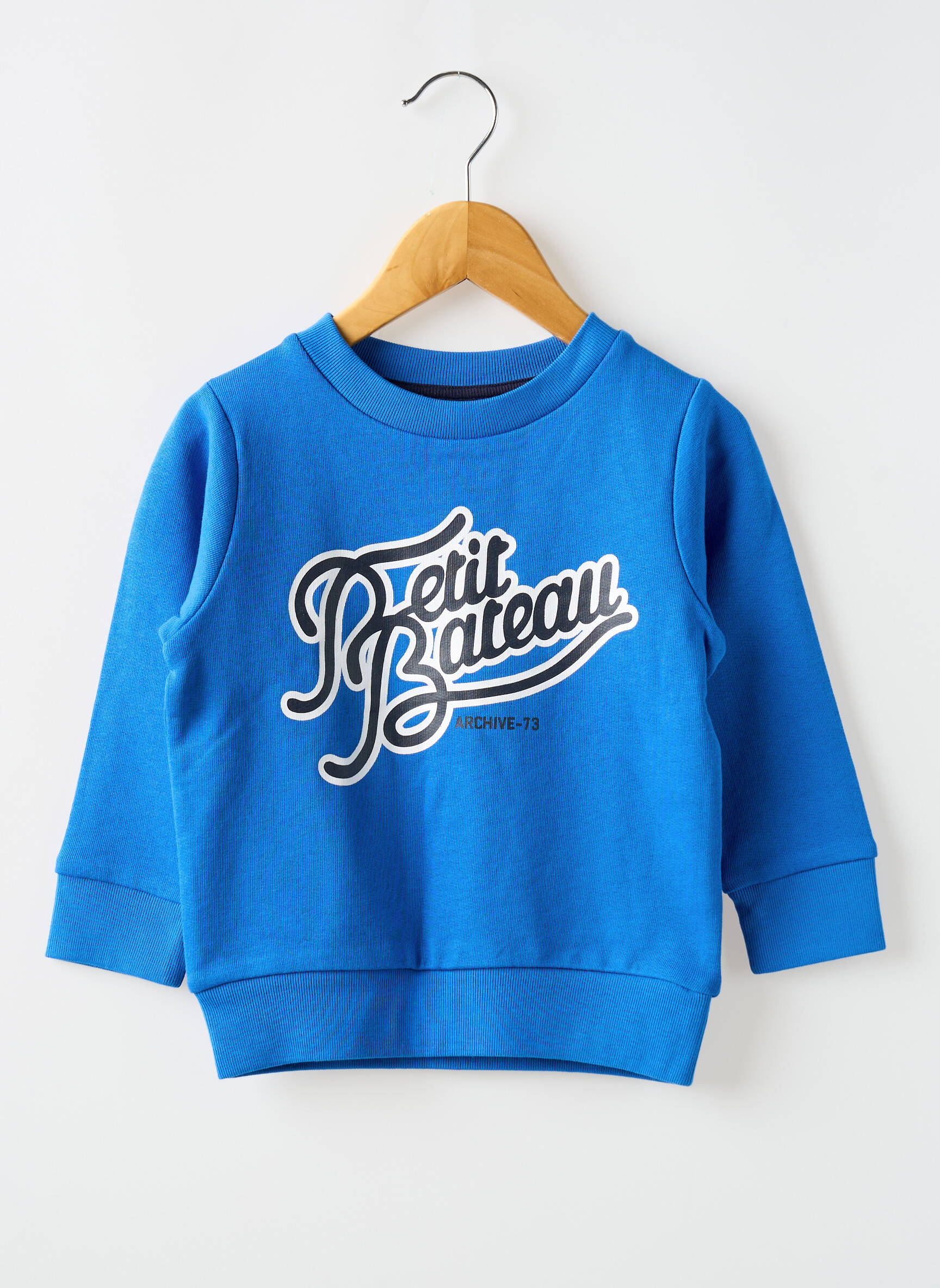 Col Rond Sweat Petit Bateau Garcon Sweat-shirt Col Rond Bleu Petit