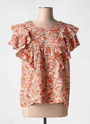 Top col rond orange JOLIE JOLIE PAR PETITE MENDIGOTE femme
