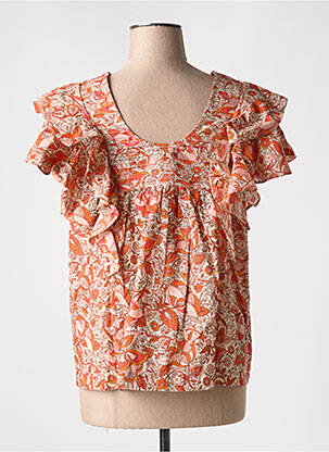 Top col rond orange JOLIE JOLIE PAR PETITE MENDIGOTE femme