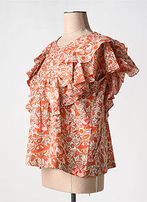 Top col rond orange JOLIE JOLIE PAR PETITE MENDIGOTE femme